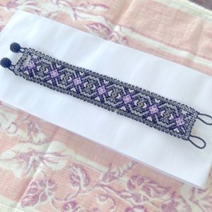 Purple Geometric Bohemian Bead Cuff Bracelet